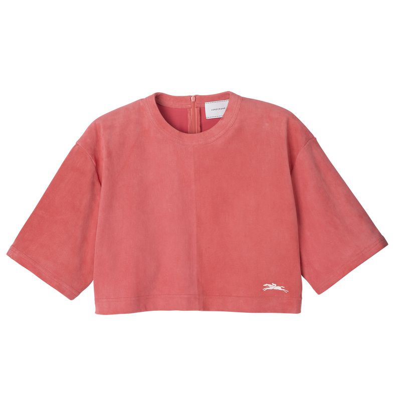 Pink Longchamp Leather Crop Women Top | Ksa-728OQEJPU