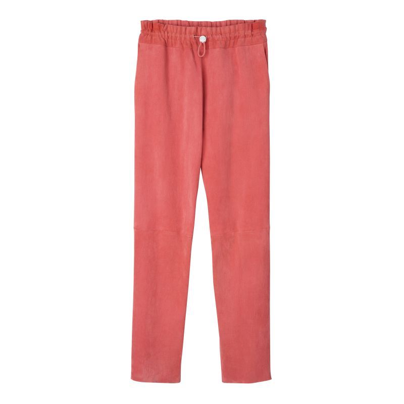 Pink Longchamp Leather Straight Women Pants | Ksa-139QPKFOT