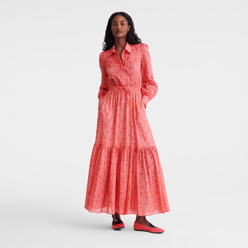 Pink Longchamp Long Women Dress | Ksa-678HVWYCR