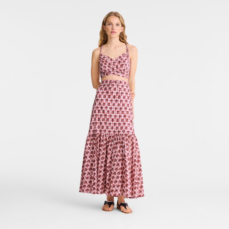 Pink Longchamp Long Women Skirts | Ksa-597SBYKQR