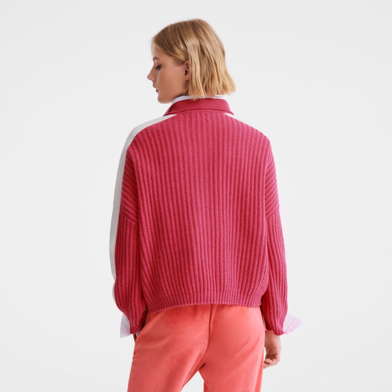 Pink Longchamp Polo Collar Women Jumper | Ksa-612UMILZQ