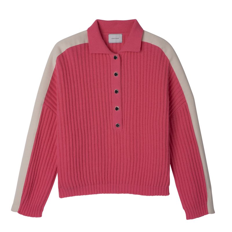 Pink Longchamp Polo Collar Women Jumper | Ksa-612UMILZQ