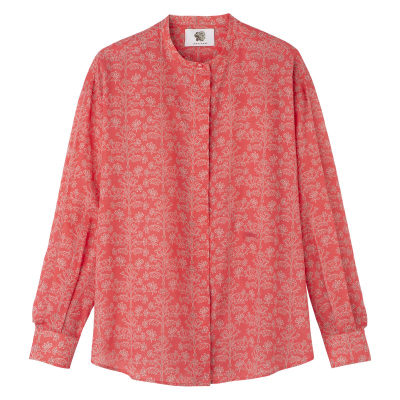 Pink Longchamp Printed Veil Women Shirts | Ksa-589SKLDYU