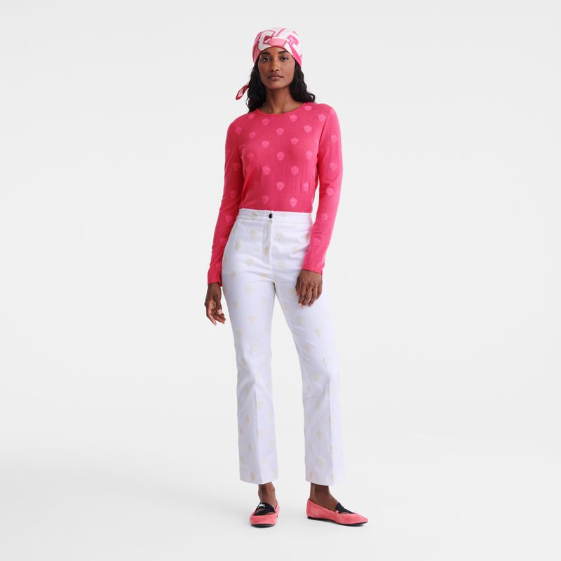 Pink Longchamp Round Neck Women Sweater | Ksa-304TMZUAY