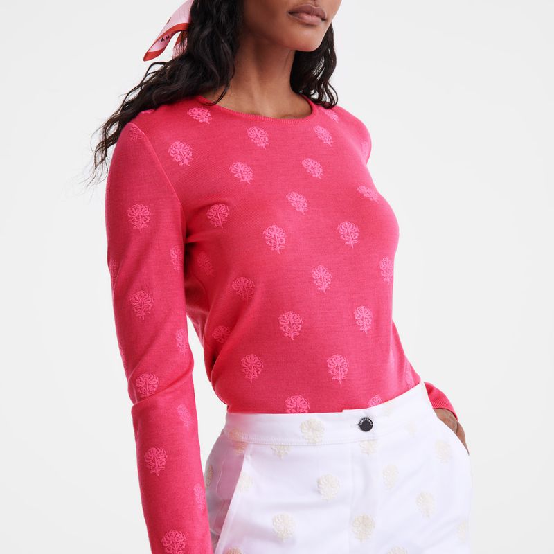 Pink Longchamp Round Neck Women Sweater | Ksa-304TMZUAY