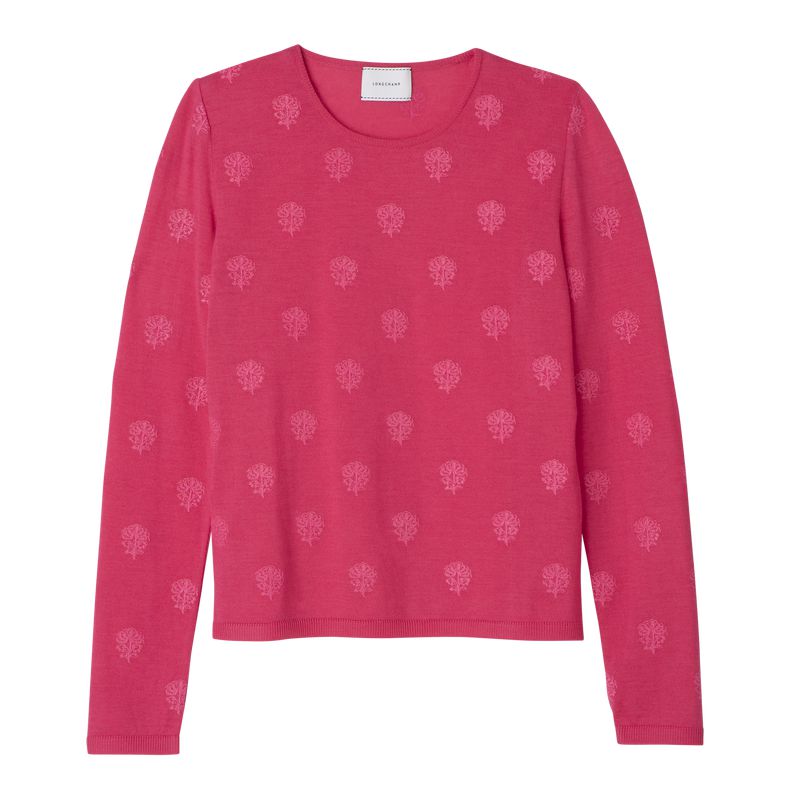 Pink Longchamp Round Neck Women Sweater | Ksa-304TMZUAY