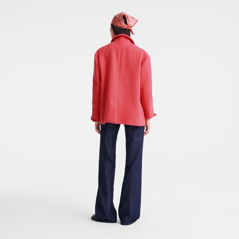 Pink Longchamp Straight Short Women Coat | Ksa-314WUEVTP