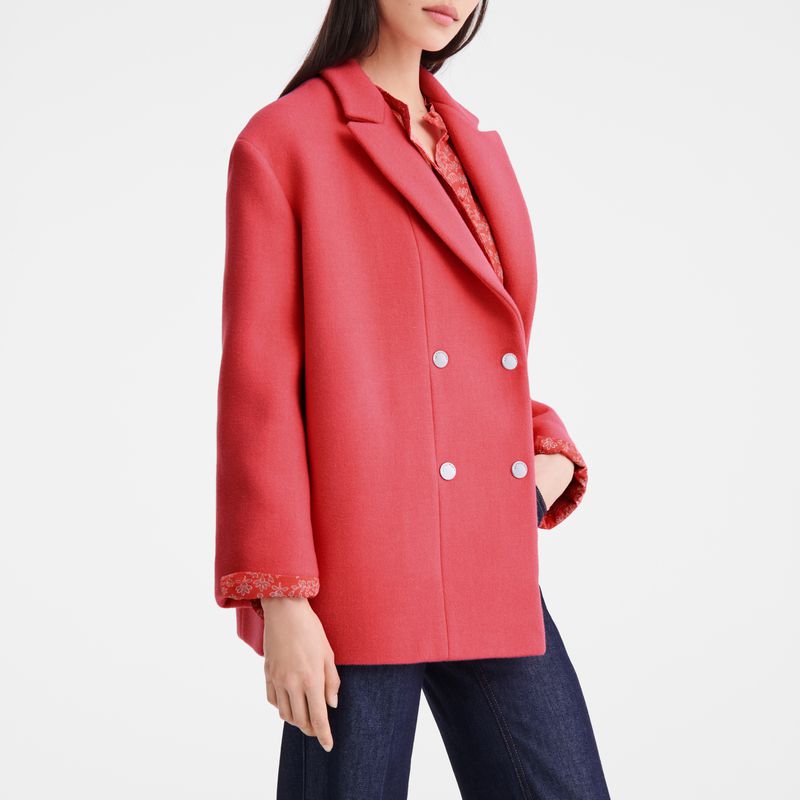 Pink Longchamp Straight Short Women Coat | Ksa-314WUEVTP