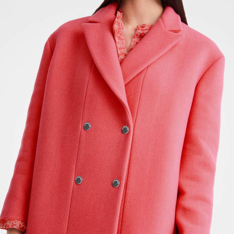 Pink Longchamp Straight Short Women Coat | Ksa-314WUEVTP