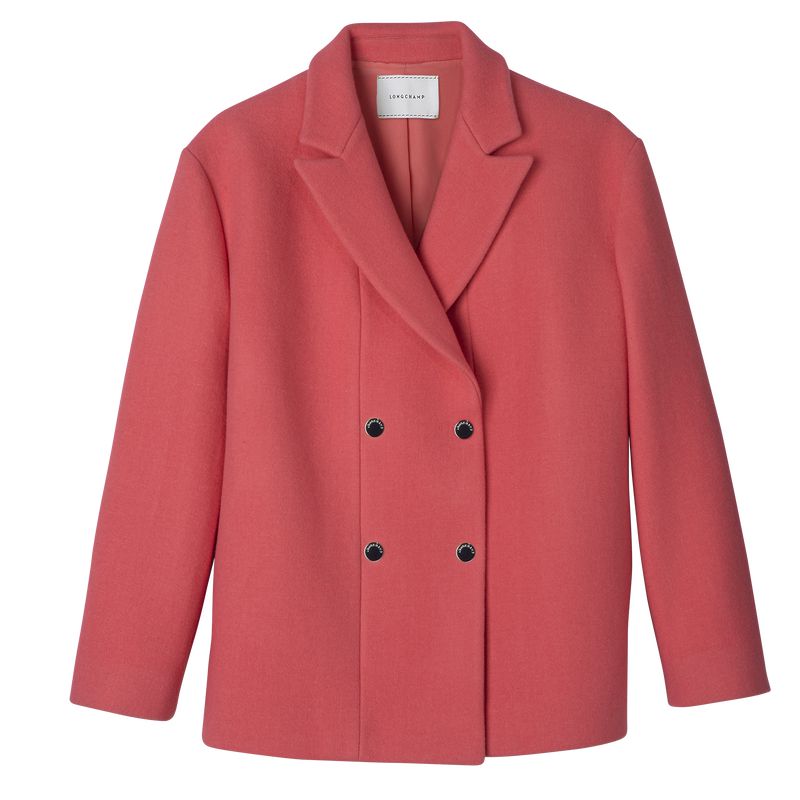 Pink Longchamp Straight Short Women Coat | Ksa-314WUEVTP