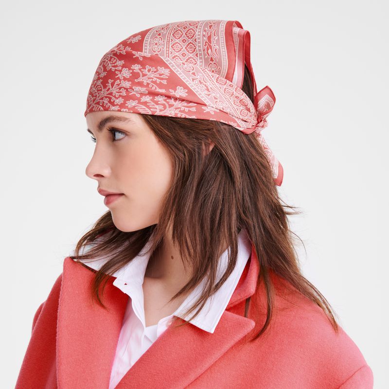 Pink Longchamp Tree Of Life 50 Women Scarf | Ksa-683GBPHQK