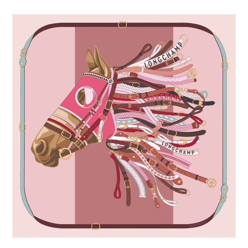 Pink Longchamp Tête De Cheval 90 Women Scarf | Ksa-657MCPDAR