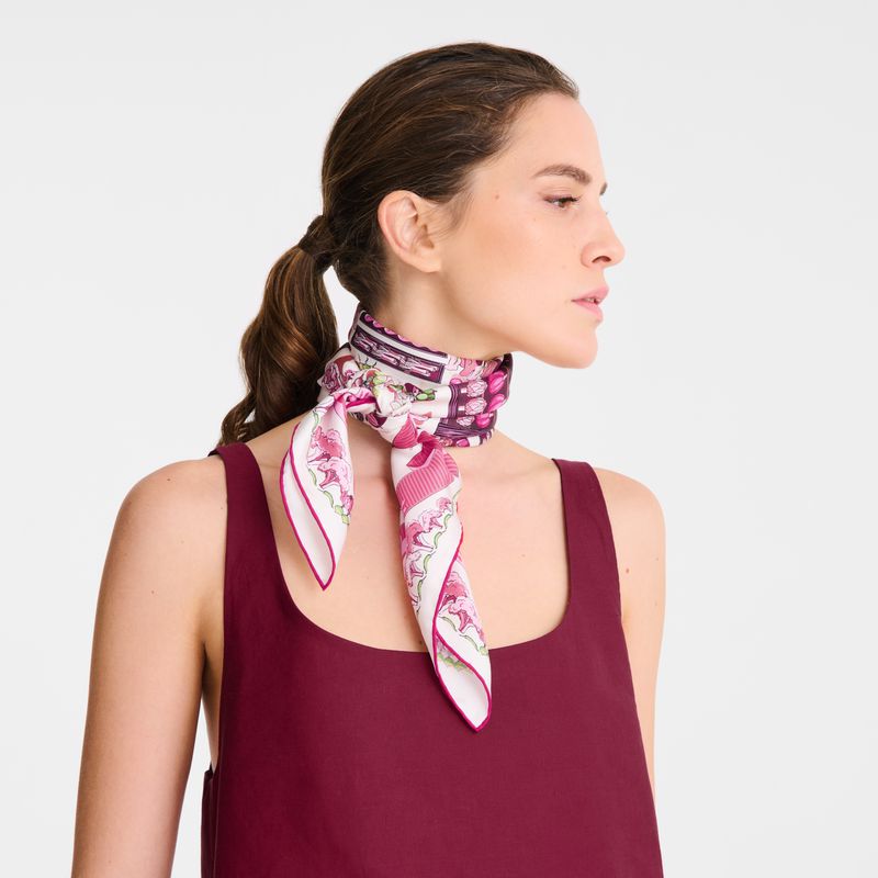 Pink Longchamp Vegetable Garden 90 Women Scarf | Ksa-680CSGFRN