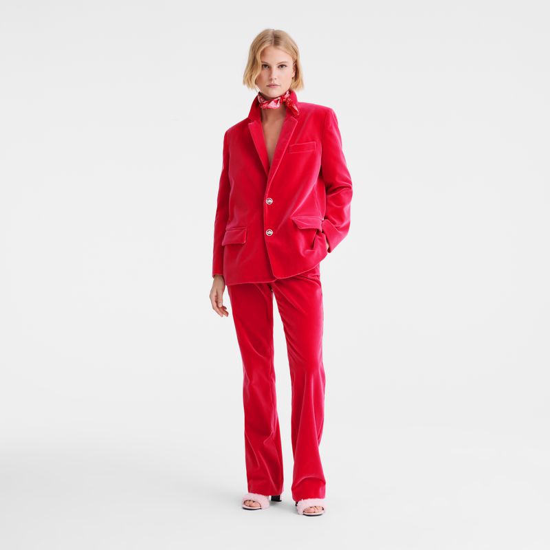 Pink Longchamp Velvet Women Jacket | Ksa-073SDWMTJ