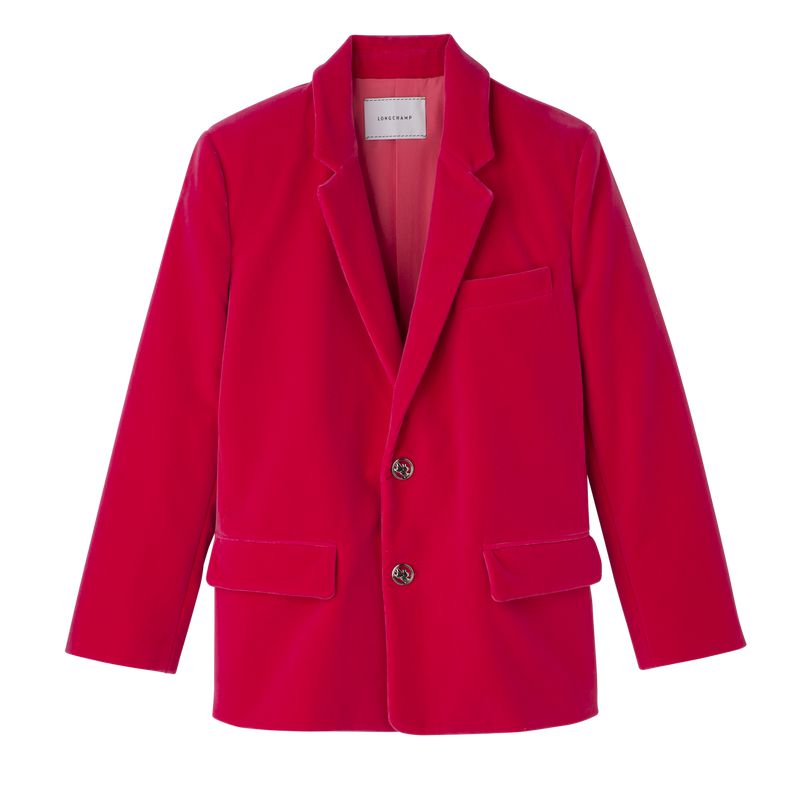 Pink Longchamp Velvet Women Jacket | Ksa-073SDWMTJ