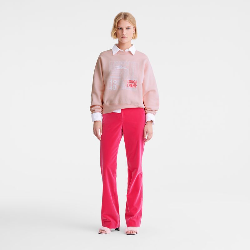 Pink Longchamp Velvet Women Pants | Ksa-527FJKCZT