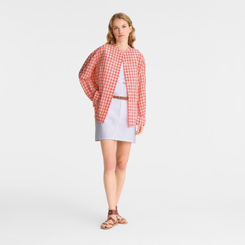 Pink Longchamp Vichy Jacquard Women Shirts | Ksa-026DABCKH