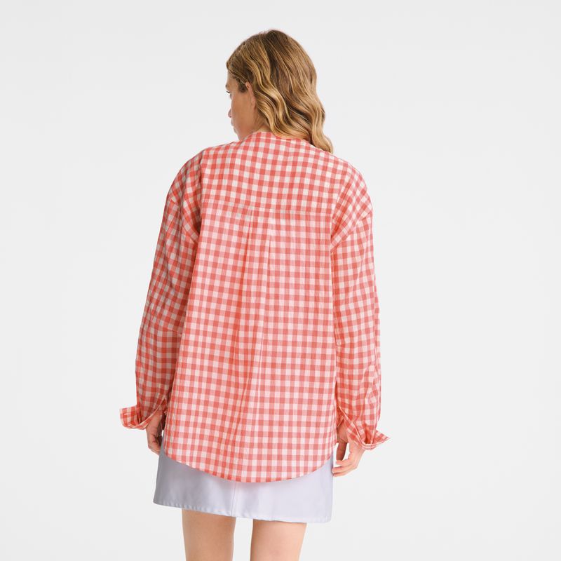 Pink Longchamp Vichy Jacquard Women Shirts | Ksa-026DABCKH