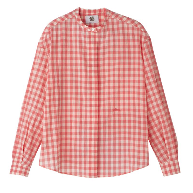 Pink Longchamp Vichy Jacquard Women Shirts | Ksa-026DABCKH