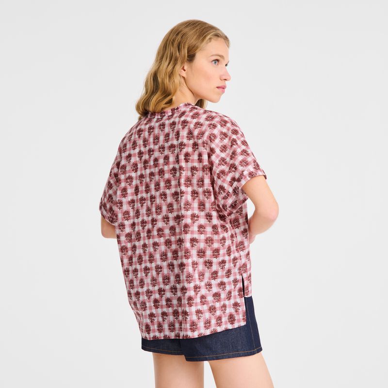 Pink Longchamp Vichy Print Veil Women Blouse | Ksa-580EJUPBC