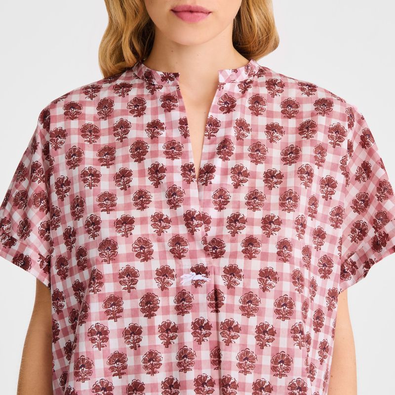 Pink Longchamp Vichy Print Veil Women Blouse | Ksa-580EJUPBC