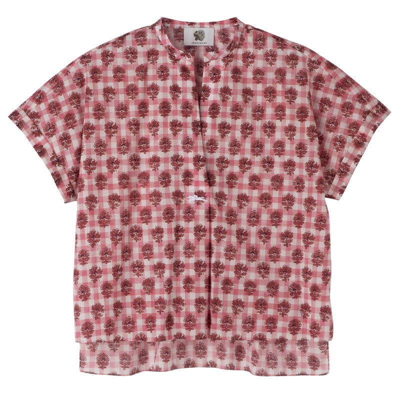 Pink Longchamp Vichy Print Veil Women Blouse | Ksa-580EJUPBC