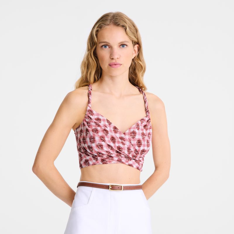Pink Longchamp Vichy Print Veil Women Top | Ksa-527SDJEHK