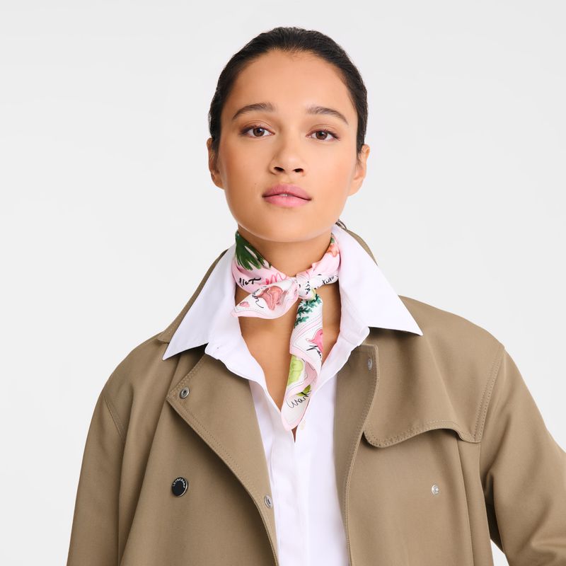 Pink / Multicolor Longchamp Pink And Green 50 Women Scarf | Ksa-180KZEPOW