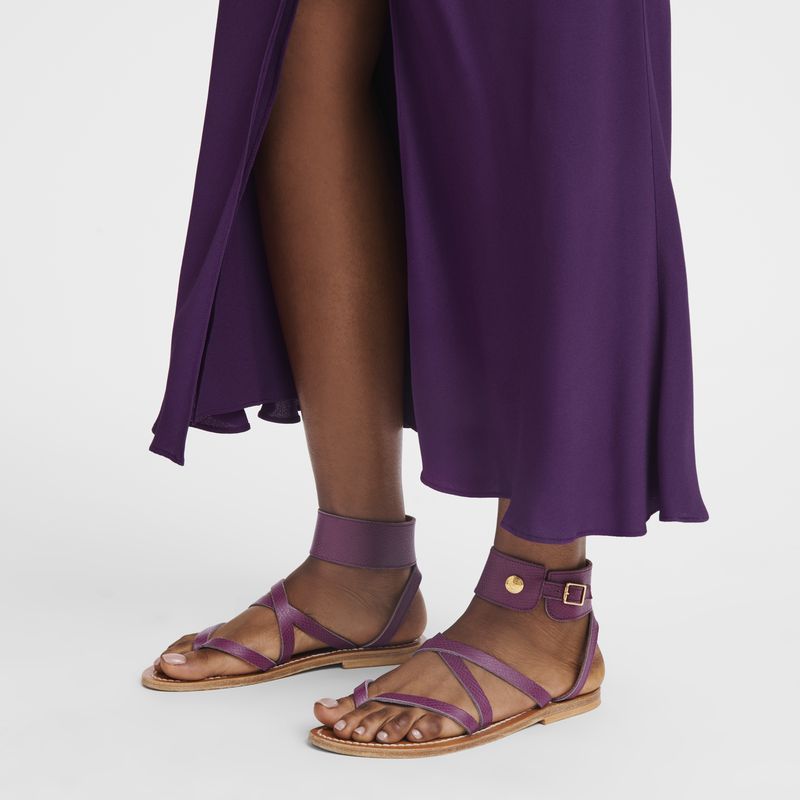 Purple Longchamp X K.Jacques Women Sandals | Ksa-458ROXDQP