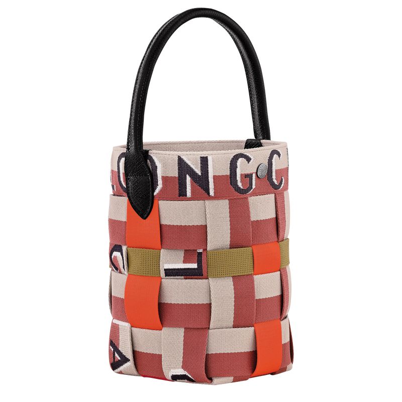 Red / Beige Longchamp Re-play Xs Women Bucket Bag | Ksa-021LBUFAC