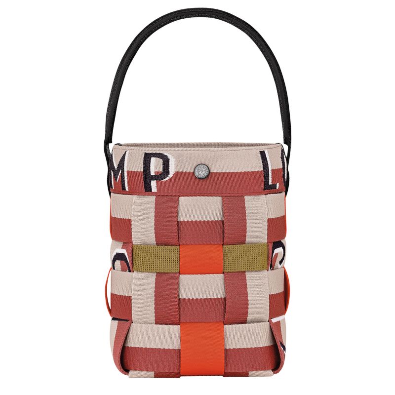 Red / Beige Longchamp Re-play Xs Women Bucket Bag | Ksa-021LBUFAC