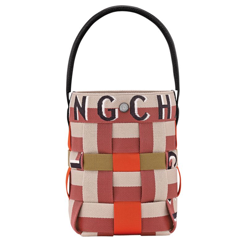 Red / Beige Longchamp Re-play Xs Women Bucket Bag | Ksa-021LBUFAC