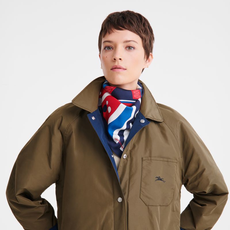 Red / Navy Longchamp Equestrian Tower 70 Women Scarf | Ksa-569KYLOVA