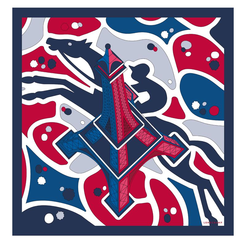 Red / Navy Longchamp Equestrian Tower 70 Women Scarf | Ksa-569KYLOVA