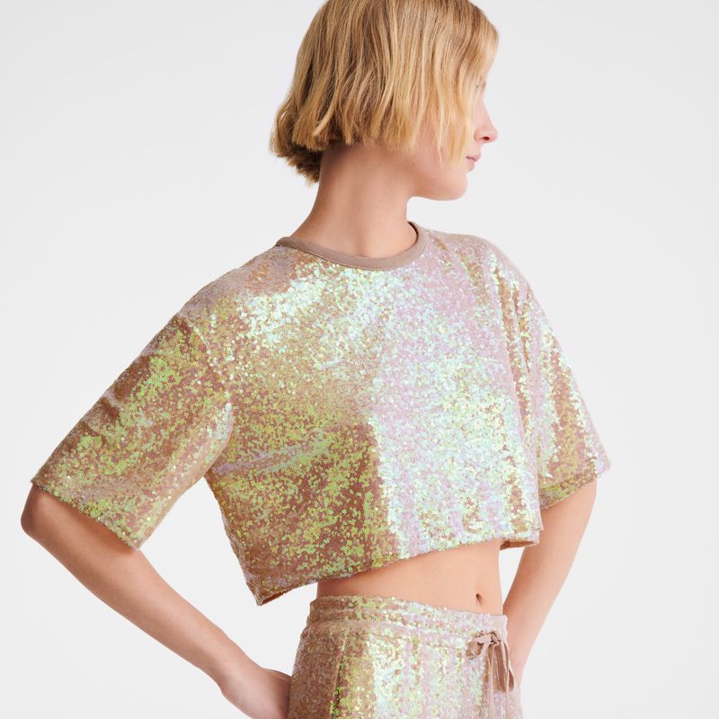 Rose Longchamp Crop Women Top | Ksa-358KCMLVD