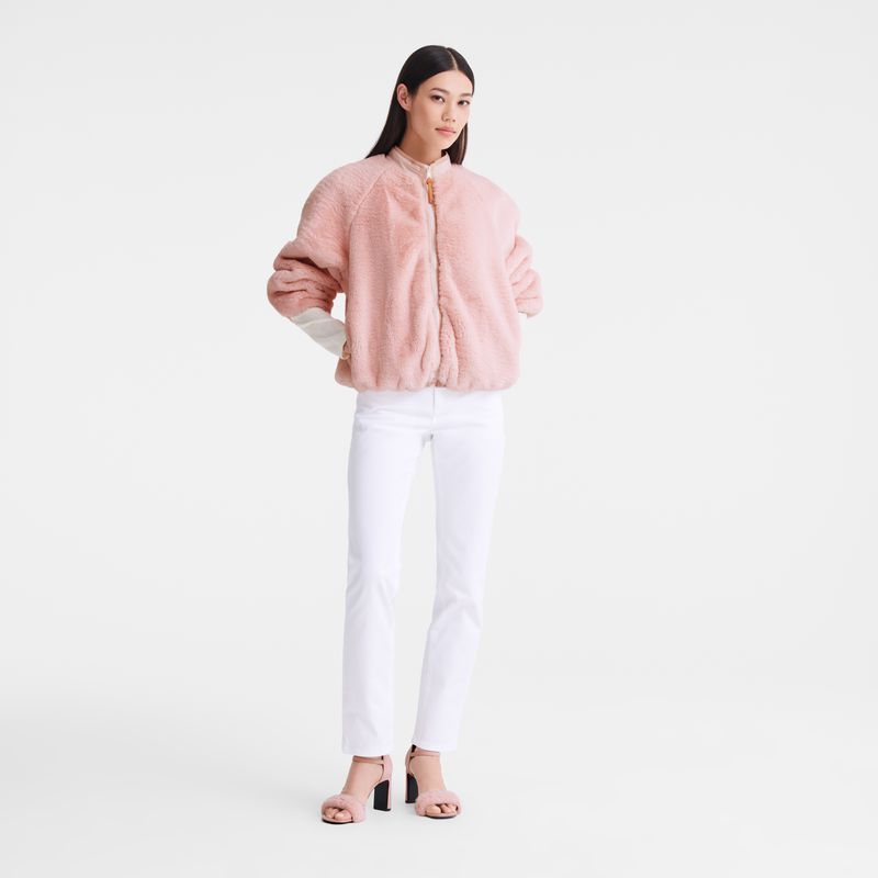 Rose Longchamp Faux Fur Women Jacket | Ksa-975GNMQUS