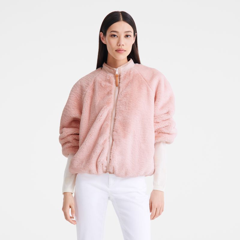 Rose Longchamp Faux Fur Women Jacket | Ksa-975GNMQUS