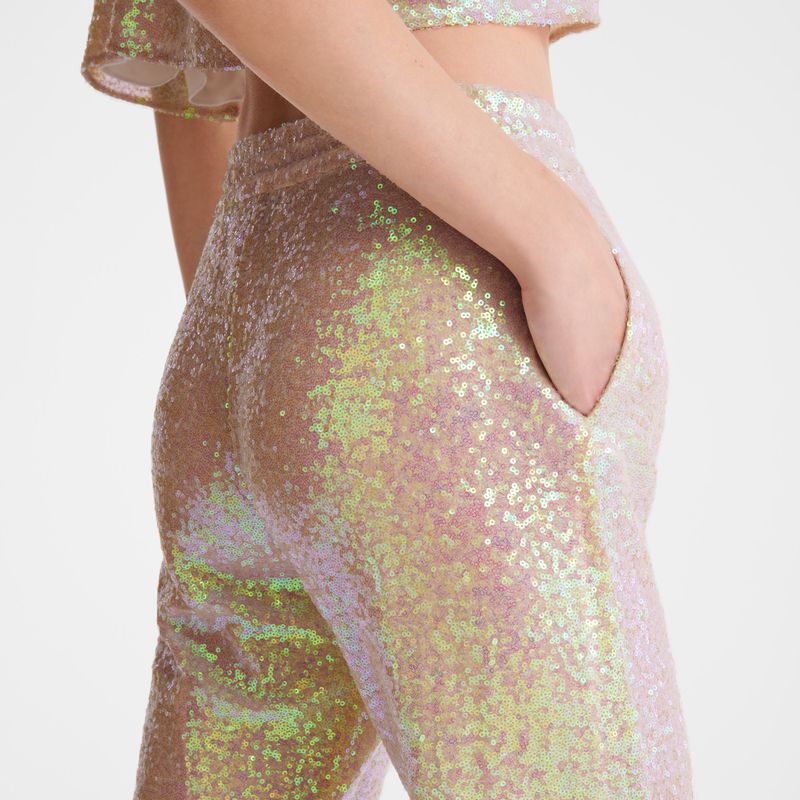 Rose Longchamp Glitter Women Pants | Ksa-581CEWOPA