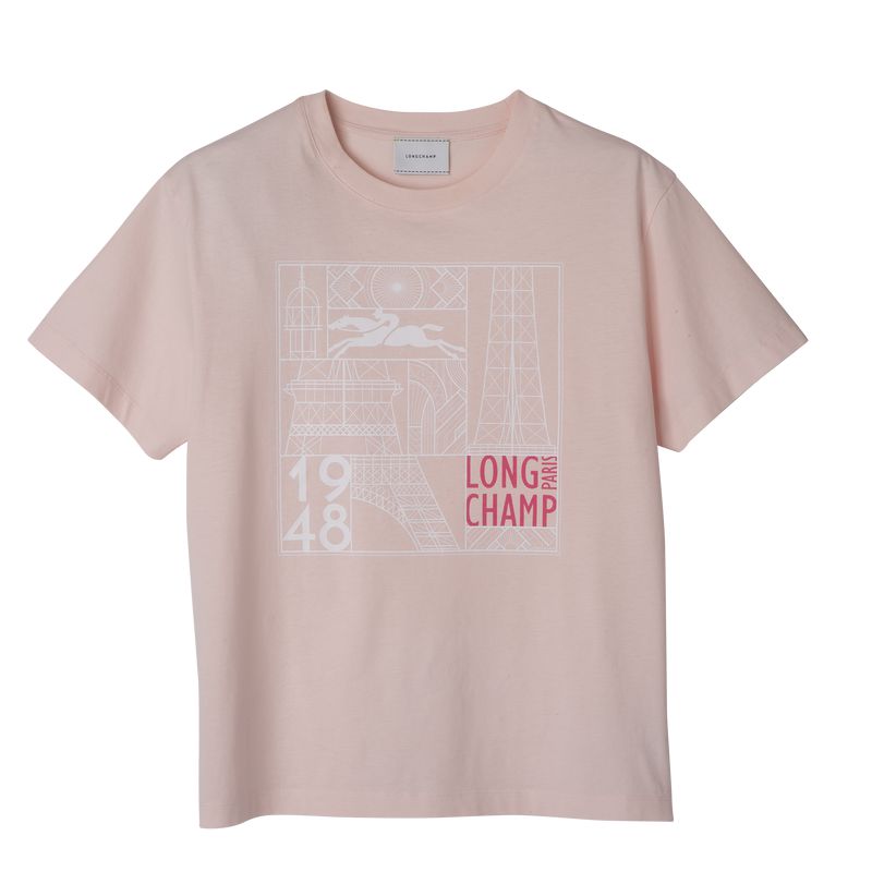 Rose Longchamp Jersey Women T-shirt | Ksa-354WKUNOX