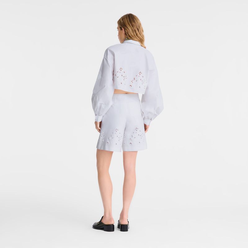 White Longchamp Bermuda Women Shorts | Ksa-307EVOMKC