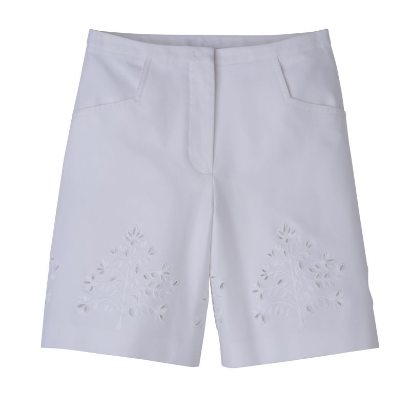 White Longchamp Bermuda Women Shorts | Ksa-307EVOMKC