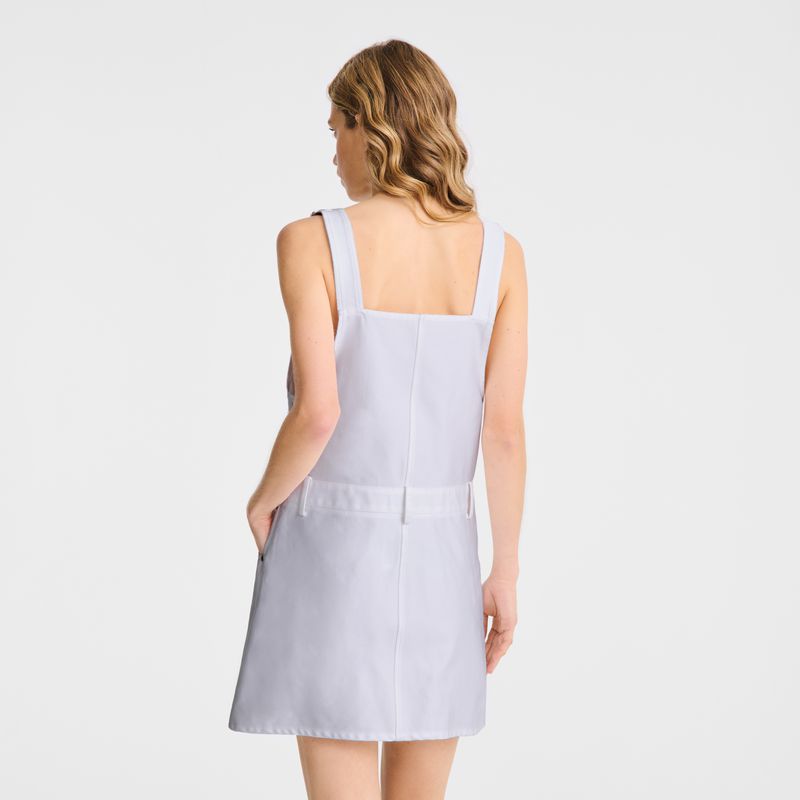 White Longchamp Embroidered Gabardine Women Dress | Ksa-678NUFMED