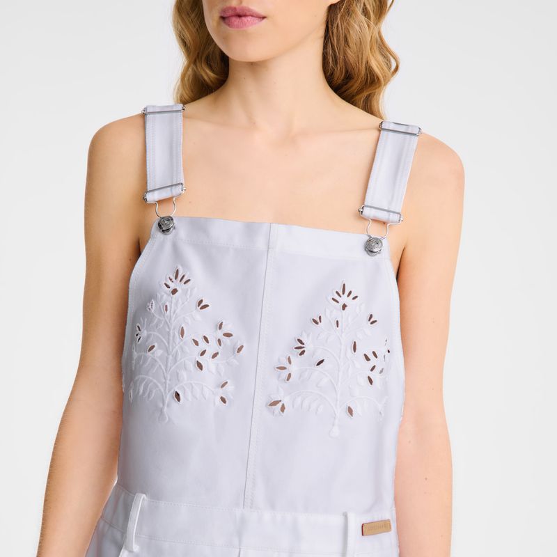 White Longchamp Embroidered Gabardine Women Dress | Ksa-678NUFMED