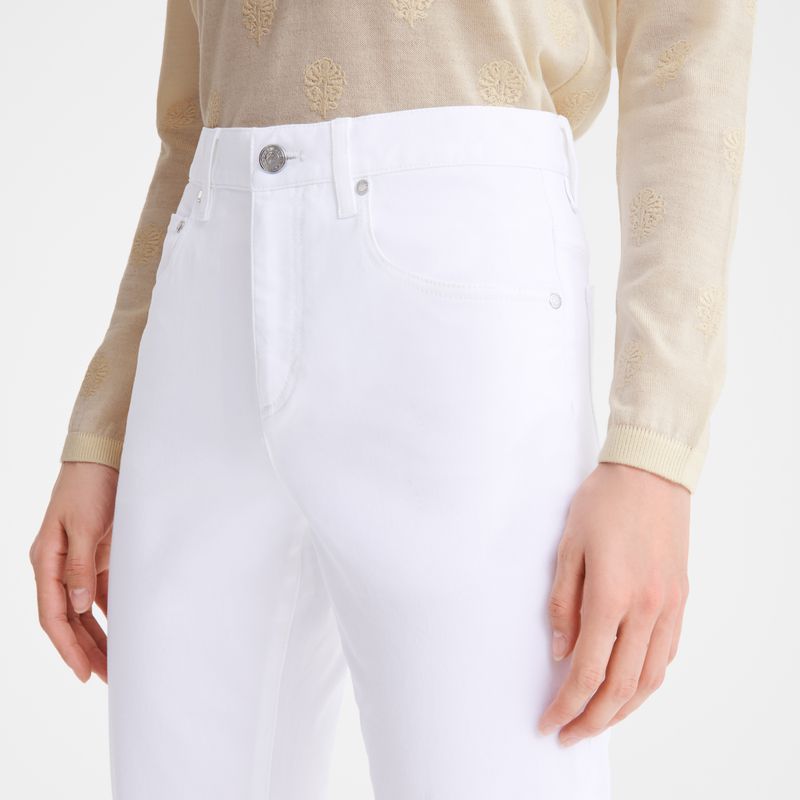 White Longchamp Gabardine Women Pants | Ksa-613XNQBFR