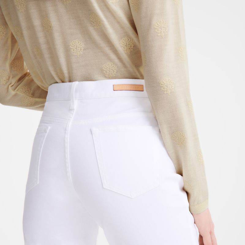 White Longchamp Gabardine Women Pants | Ksa-613XNQBFR