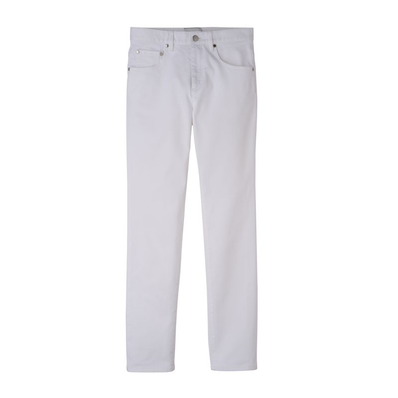 White Longchamp Gabardine Women Pants | Ksa-613XNQBFR