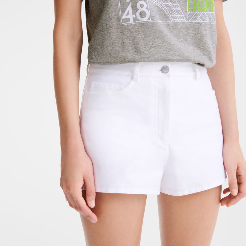 White Longchamp Gabardine Women Shorts | Ksa-469YNLMXH
