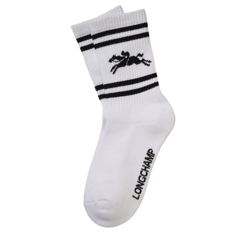 White Longchamp Knit Women Socks | Ksa-785DXQUTJ