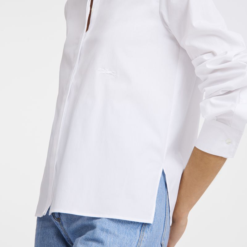 White Longchamp Popelin Women Shirts | Ksa-974OCKLDG