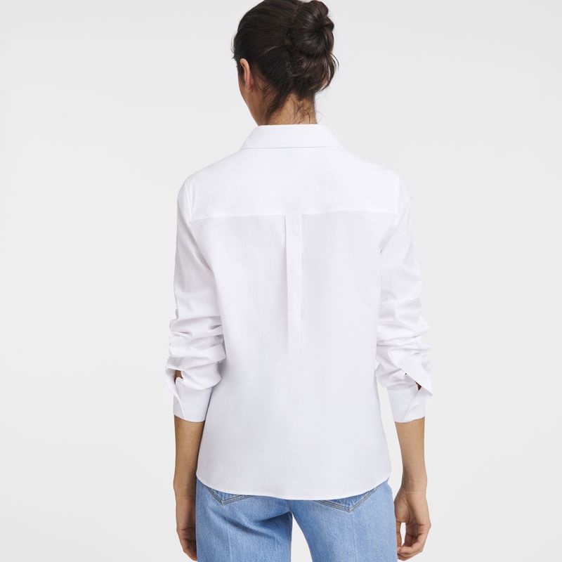 White Longchamp Popelin Women Shirts | Ksa-974OCKLDG